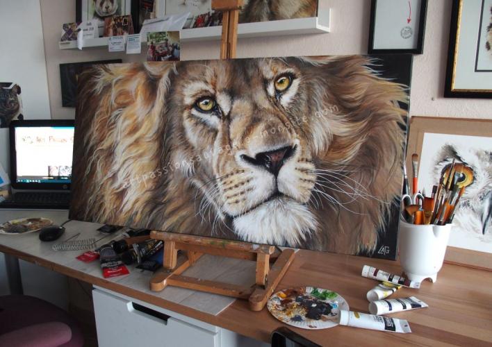 Lion acrylique