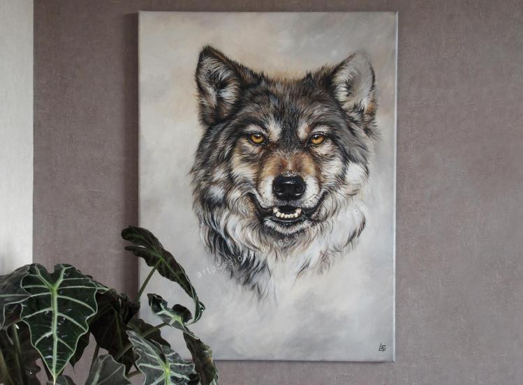 Loup peinture acrylique