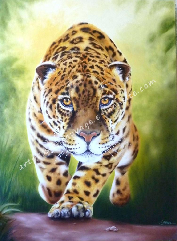 Jaguar à l'huile 100x73 cm